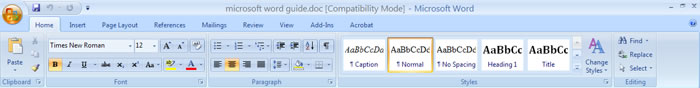 interface microsoft word 2007 interface