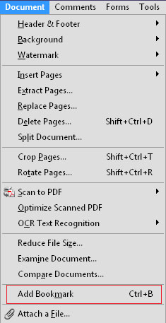 bookmark PDF manually