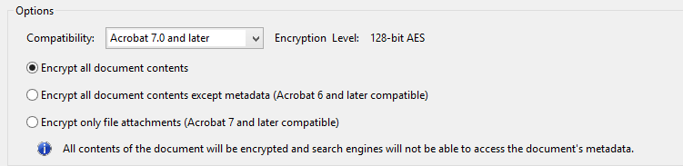 Acrobat Encryption Options