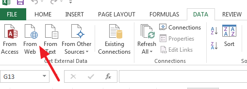 import data from web in excel