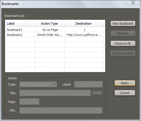 Adding Bookmarks to PDF files