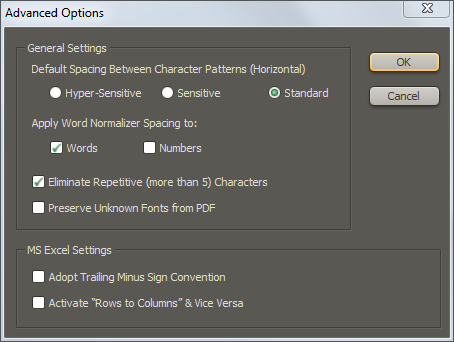 More advanced PDF to Excel conversion options