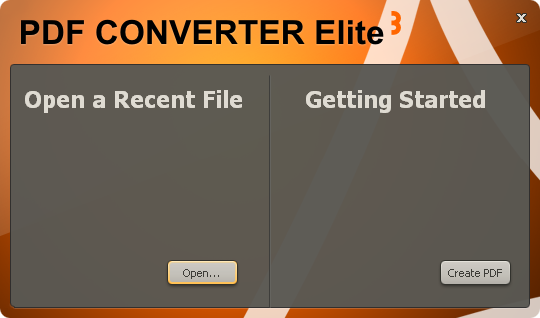 PDF Converter Elite welcome screen