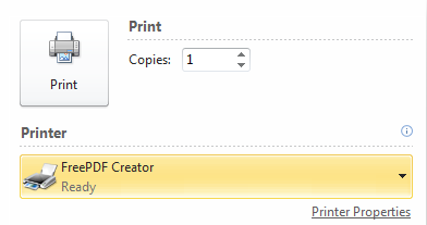 Printing with Free PDF Creator