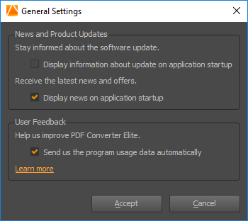 pdf converter elite 5 general settings dialog