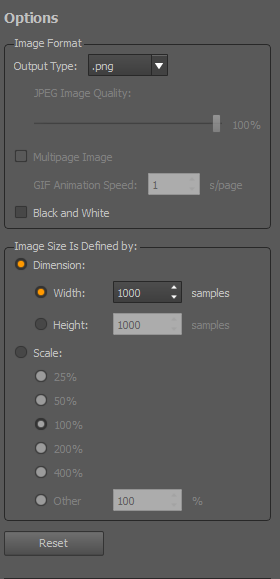 Image format options