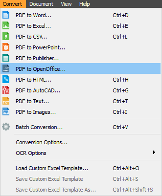 PDF to MS OpenOffice