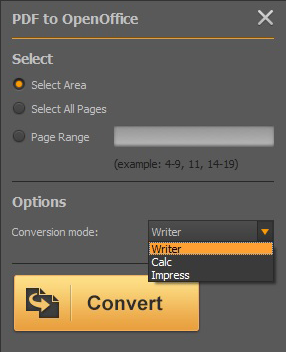 pdf to openoffice conversion modes