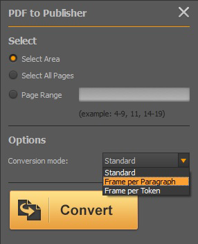 pdf to publisher conversion modes