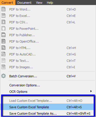 Save custom Excel template