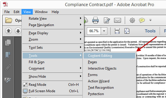 Acrobat Tools Content Editing