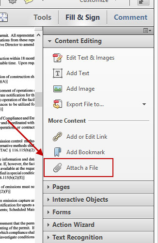Acrobat Attach File Feature