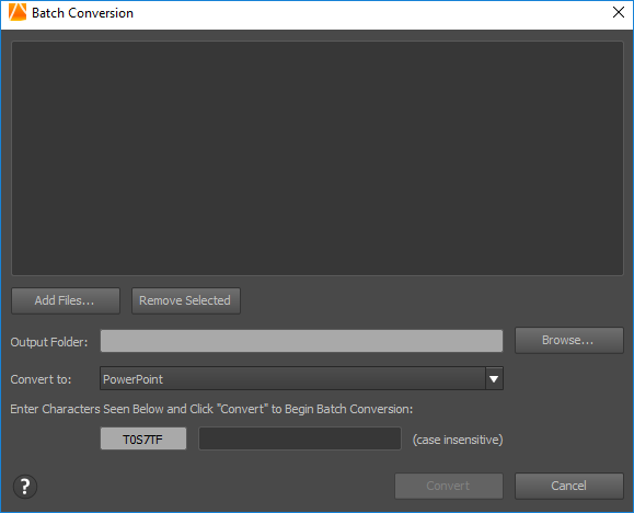 Batch conversion dialog