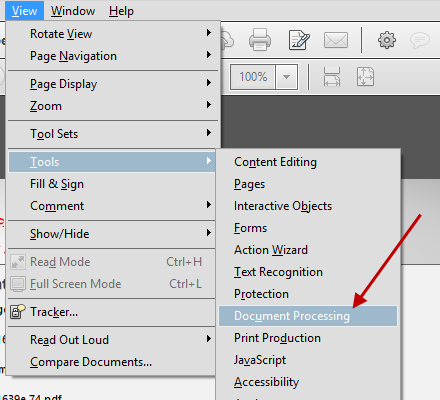 Acrobat Document Processing Option
