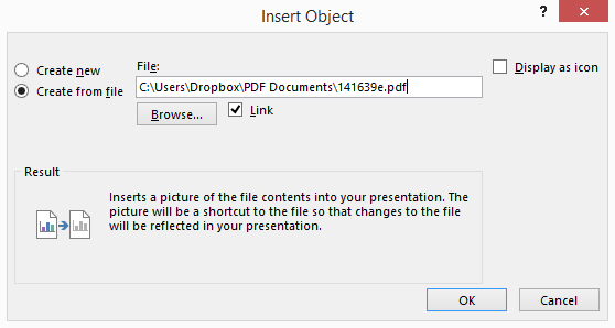 Insert Link Object Dialog