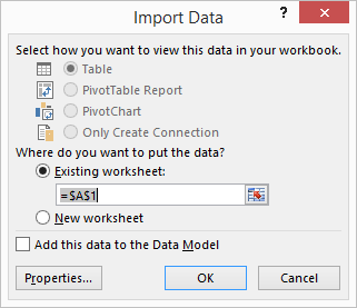 Import Data Worksheet Location