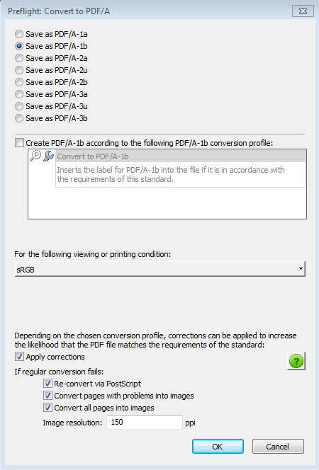 Compliant Standard PDF Settings