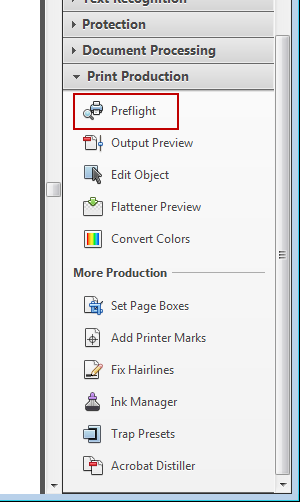 Acrobat Preflight Option