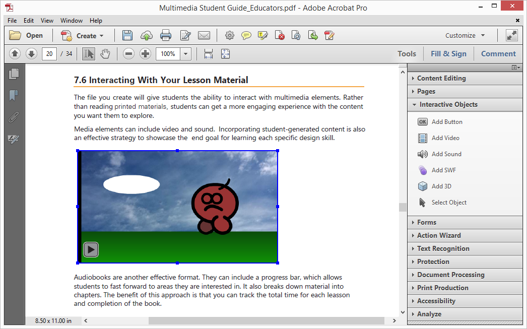 Inserted Flash content in Acrobat
