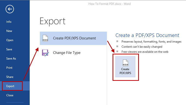 MS Word Export PDF