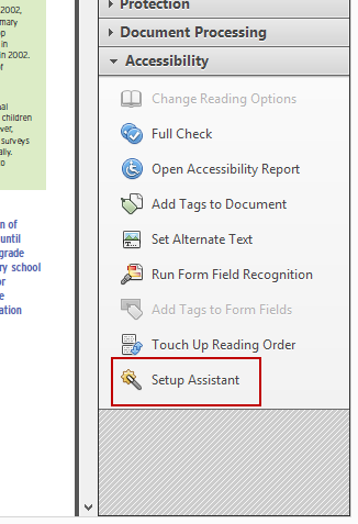 Acrobat Accessibility Setup Assistant
