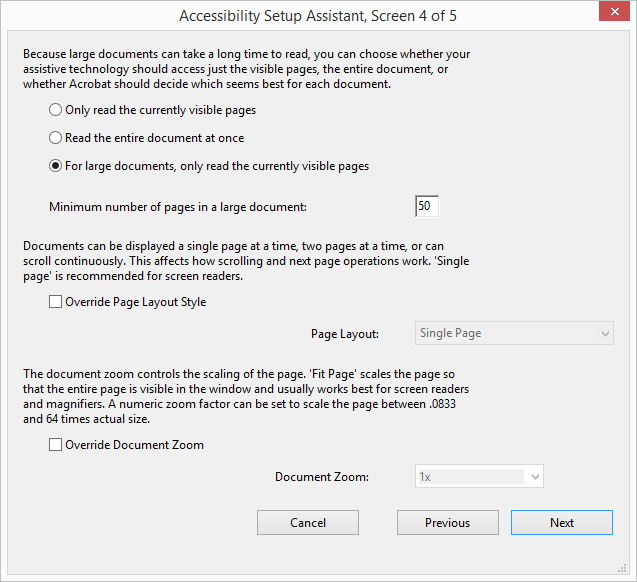 Acrobat Accessibility Page Viewing
