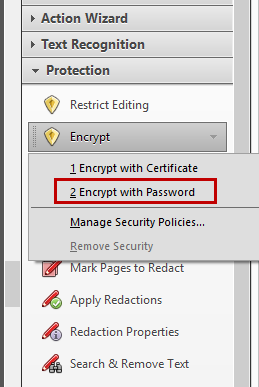 Acrobat Encrypt Password Option