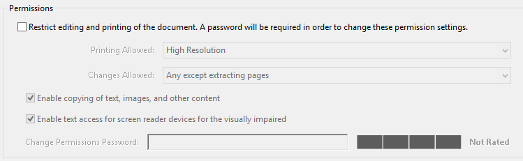 Acrobat Permission Options