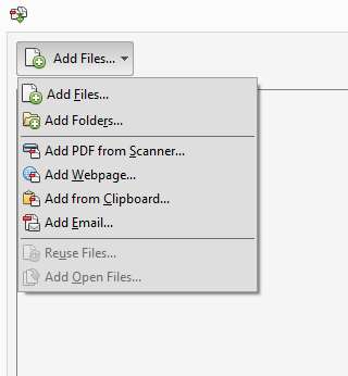 Acrobat Add Files Dialog