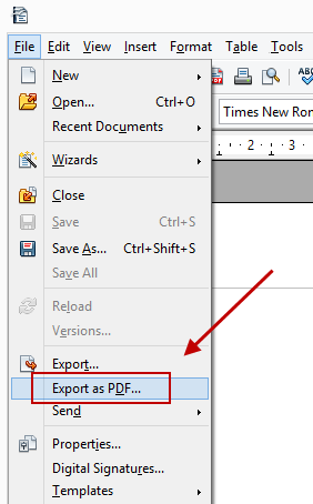 OpenOffice Export PDF