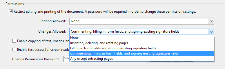 Acrobat Password Permissions