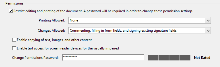 Acrobat Setting PDF Permissions