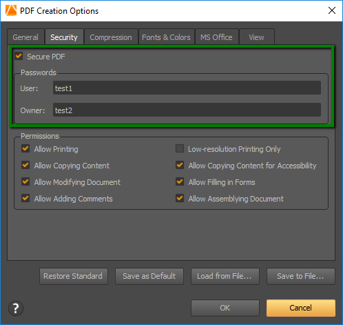 PDF Converter Elite PDF Protection Options
