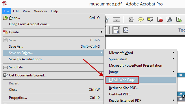 Acrobat Save HTML Webpage