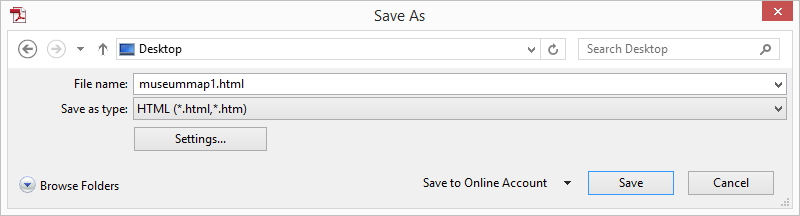 Save As HTML Dialog