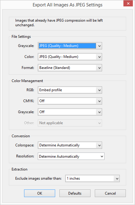 Export All Images Settings