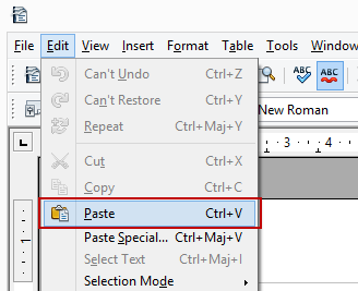 OpenOffice Paste Option