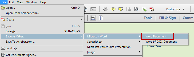 Acrobat Save As Word
