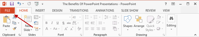 MS PowerPoint File Tab