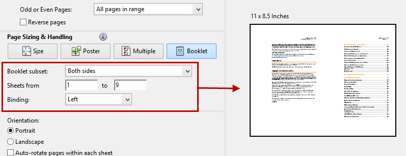 Reader Booklet Printing Option