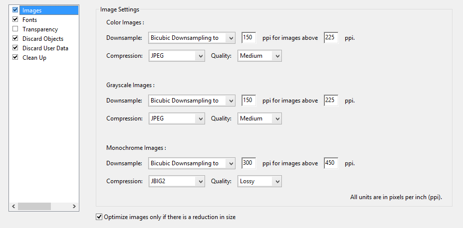 Acrobat Optimize PDF Images