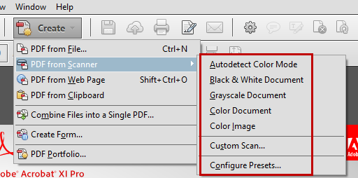 Acrobat Create Scanned PDF