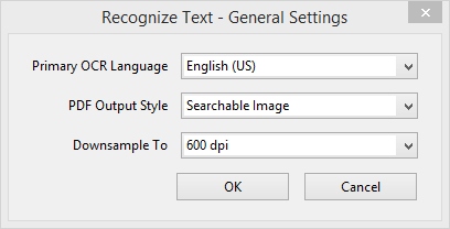 Editing Acrobat OCR Settings