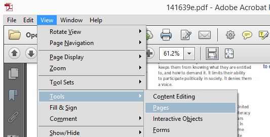 View Pages Menu