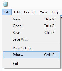 Notepad Print Option