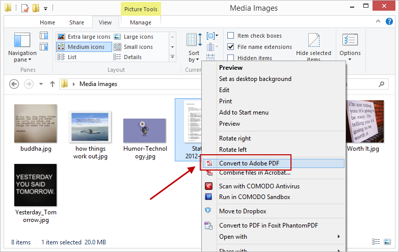 Context Menu Convert PDF