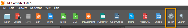 Toolbar batch convert button