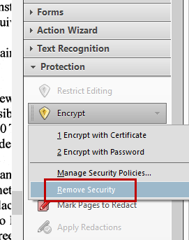 Acrobat Remove Security Option