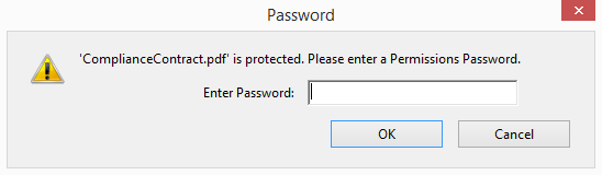 Acrobat Permissions Password Dialog