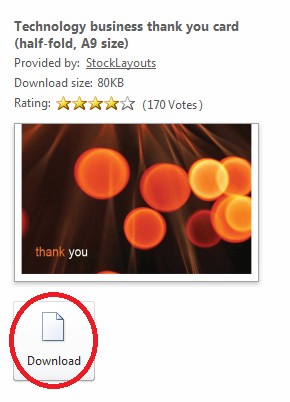 microsoft office thank you card templates
